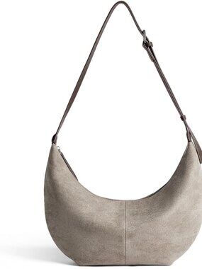 Suede Crescent Crossbody Bag for Women, Hobo Shoulder Purse